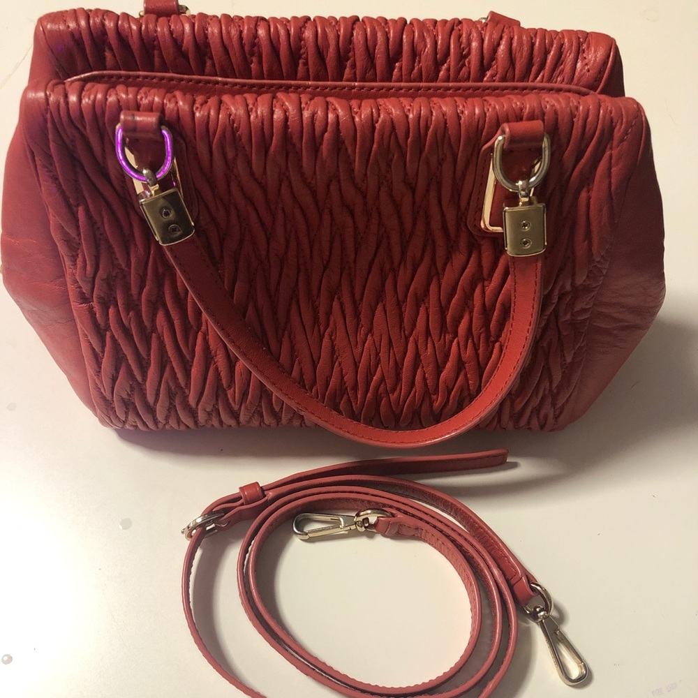 Coach Gathered Madeleine Satchel/Crossbody Coral